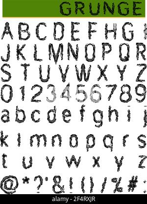 Grunge Alphabet, Font Set Vector Art Stock Vector