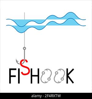 Fishing Hook Icon Design Set Vector Art Illustration Stock Vector