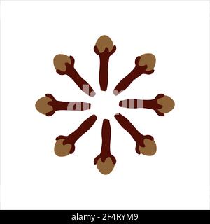 Clove Icon, Aromatic Flower Buds used as Spices. Vector Illustration Stock Vector