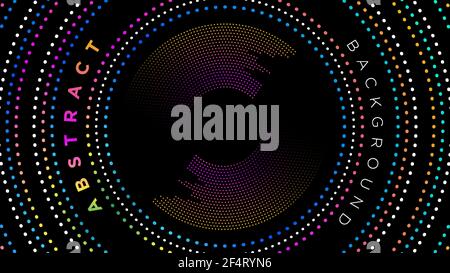 Dotted frame of multi-colored circles on a black background vector illustration. Stock Vector