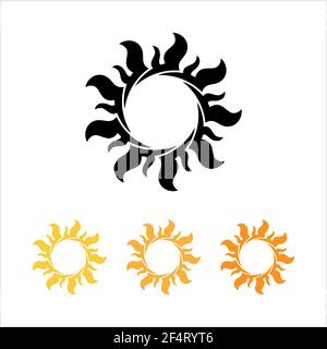 Tattoo Sun, Flame Tribal Design Vector Art Illustration Stock Vector