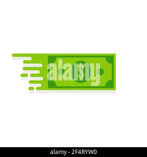 Bank note Dollar bill flying from sender to receiver. Money vector icon. Stock Vector