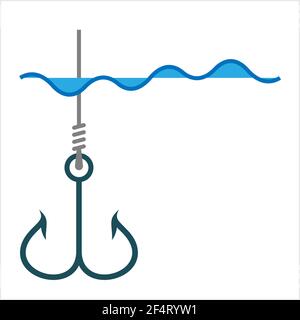 Fishing Hook Icon Design Set Vector Art Illustration Stock Vector
