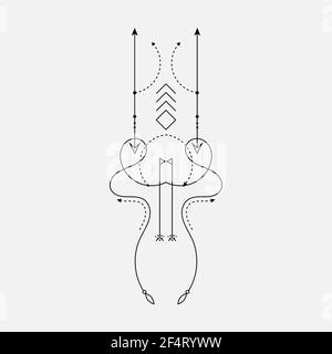Line Dot Tattoo Design Vector Art Illustration Stock Vector