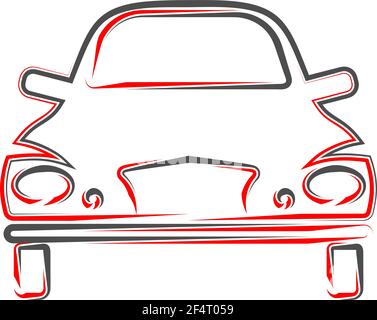 Car Calligraphic Front View, Stylish Car Design Vector Art Illustration Stock Vector
