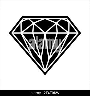 Diamond Icon, Diamond Shape Cut Face Vector Art Illustration Stock Vector