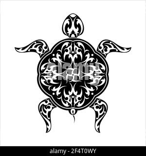 Tattoo Turtle Design Vector Art Illustration Stock Vector