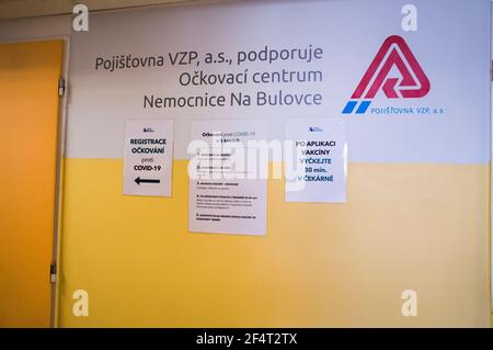 Na Bulovce Hospital vaccination center against covid-19, Prague, Czech Republic, March 15, 2021.   (CTK Photo/Libor Sojka) Stock Photo