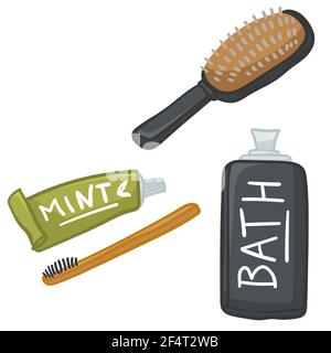 Traveling pack, toothbrush and paste with comb Stock Vector