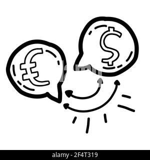Business currency hand drawn icon design, outline black, doodle icon, vector icon. Stock Vector