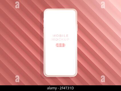 Minimalist golden rose luxury clay mockup smartphones for presentation, application display. Stock Vector