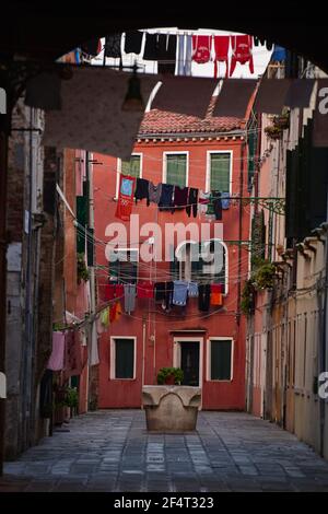 geography / travel, Italy, Venice, hanged clothes in the patio, Additional-Rights-Clearance-Info-Not-Available Stock Photo