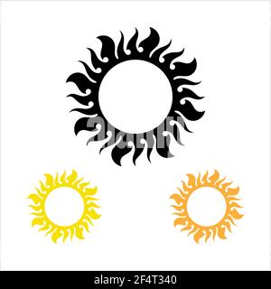 Tattoo Sun, Flame Tribal Design Vector Art Illustration Stock Vector