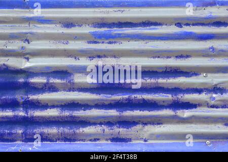 Blue metal texture. Weathered corrugated metal background. Industrial background. Stock Photo