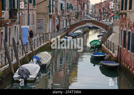 geography / travel, Italy, Venice, bridge with small canal, Additional-Rights-Clearance-Info-Not-Available Stock Photo