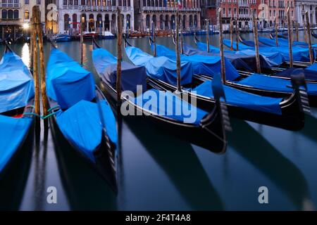 geography / travel, Italy, Venice, gondola at waterside of the Canal Grande, Additional-Rights-Clearance-Info-Not-Available Stock Photo