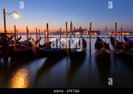 geography / travel, Italy, Venice, gondolas and church San Giorgio Maggiore, Additional-Rights-Clearance-Info-Not-Available Stock Photo