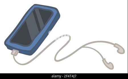 Smartphone with headphones, mobile phone icon Stock Vector