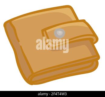 Wallet full of money, leather purse with clasp Stock Vector