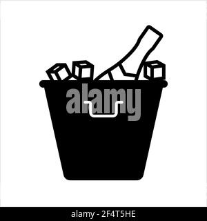 Champagne Bottle In Ice Bucket Icon Vector Art Illustration Stock Vector