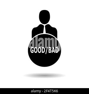 Business person with text GOOD and BAD flat icon. Isolated on white background.Vector illustration Stock Vector