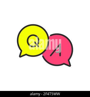 Questions and answers icon with speech bubble. Stock Vector