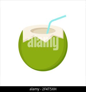 Coconut Icon, Coconut Fruit Vector Art Illustration Stock Vector