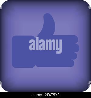 Blue square like thumbs-up icon of a set. Vector EPS 10 Stock Vector