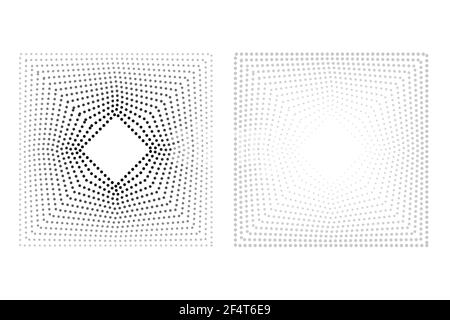 Set, 2 Style Vector Black and White Square Halftone, isolated on white Stock Vector