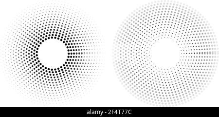 Vector Black and White Circular Halftone, isolated on white Stock Vector