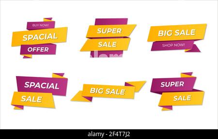 Modern Sale vector elements. Banners, tags for promo. Shopping Labels set. Vector illustration Stock Vector