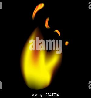 Realistic Fire, at Black background Stock Vector