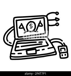 Business device hand drawn icon design, outline black, doodle icon, vector icon. Stock Vector