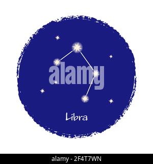 Libra zodiac constellation sign on dark background. Shining stars in the night sky. Vector illustration. Stock Vector
