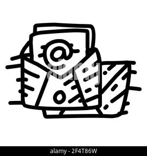 Business email hand drawn icon design, outline black, doodle icon, vector icon. Stock Vector