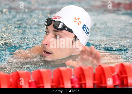 Maxime Grousset of CN Marseille, series 50 m freestyle Men during the FFN Golden Tour Camille Muffat 2021, Swimming Olympic and European selections on March 19, 2021 at Cercle des Nageurs de Marseille in Marseille, France - Photo Laurent Lairys / ABACAPRESS.COM Stock Photo