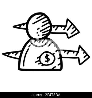 Business visitor hand drawn icon design, outline black, doodle icon, vector icon. Stock Vector
