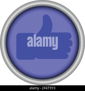 Glossy blue thumbs-up like button icon of a set. Vector EPS 10 Stock Vector