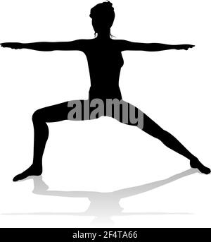 Yoga Pilates Pose Woman Silhouette Stock Vector