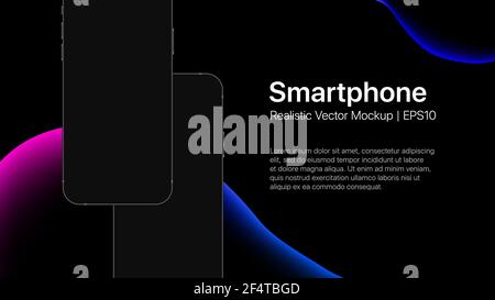 Smartphones presentation slide with liquid bubbles. Two phones mockup. Vector illustration Stock Vector