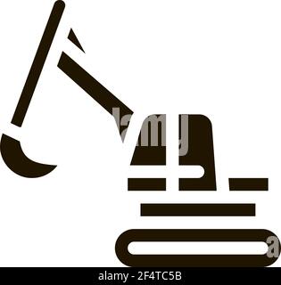 Excavator Machine Icon Vector Glyph Illustration Stock Vector