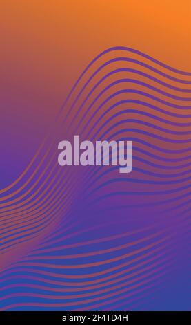 Purple-orange abstract background with wavy lines - Vector illustration Stock Vector