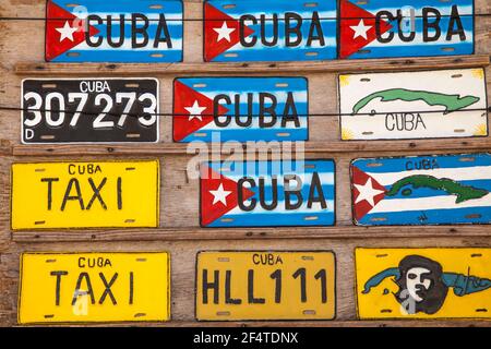 Cuba, Trinidad, Cuban car number plates Stock Photo