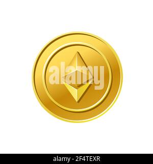 Ethereum crypto currency Golden ethereum coin icon Stock Vector