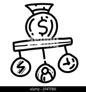 Business resource hand drawn icon design, outline black, doodle icon, vector icon. Stock Vector