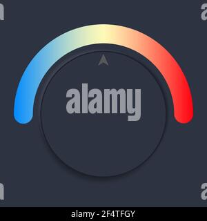 Thermostat icon. Gradient from cold to hot. Climate control regulator. Workflow temperature control in Skeuomorph Trend design. Circular elements for Stock Vector