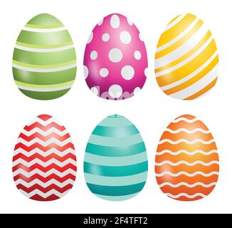 Easter eggs set vector iilsutarion. Colorful design eggs vector. Colorful eggs. Stock Vector