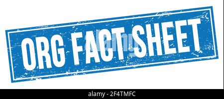ORG FACT SHEET text on blue grungy rectangle stamp sign. Stock Photo