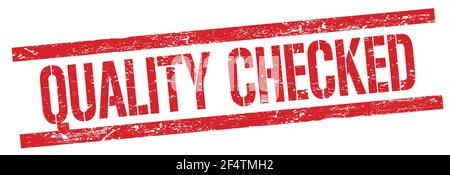 QUALITY CHECKED text on red grungy rectangle stamp sign. Stock Photo