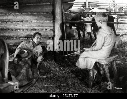 ALAN LADD and BRANDON DE WILDE in SHANE (1953), directed by GEORGE STEVENS. Credit: PARAMOUNT PICTURES / Album Stock Photo